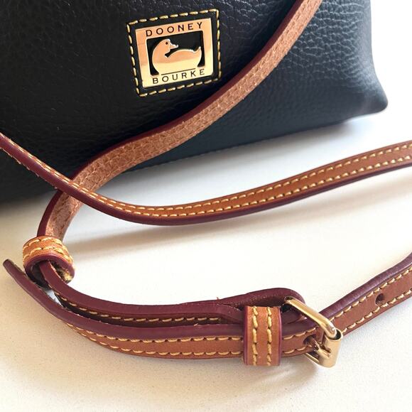 DOONEY & BOURKE Dillen Satchel, Black and Brown Leather Crossbody, + Bag Scarf! - Picture 9 of 15